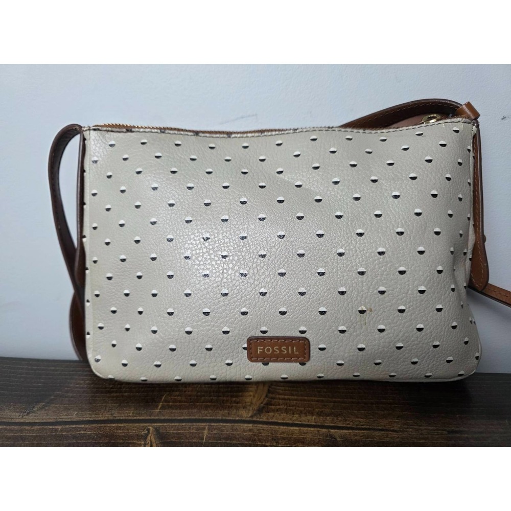 Vintage Fossil Polka Dot Small Crossbody Zip Bag